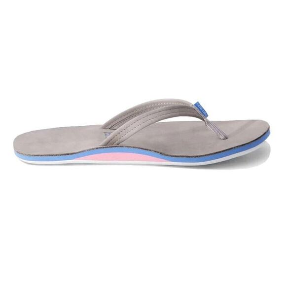 Hari Mari Womens Flips Flops Size 7 Fields Sandal Gray Blue Pink NEW Leather - Picture 2 of 9